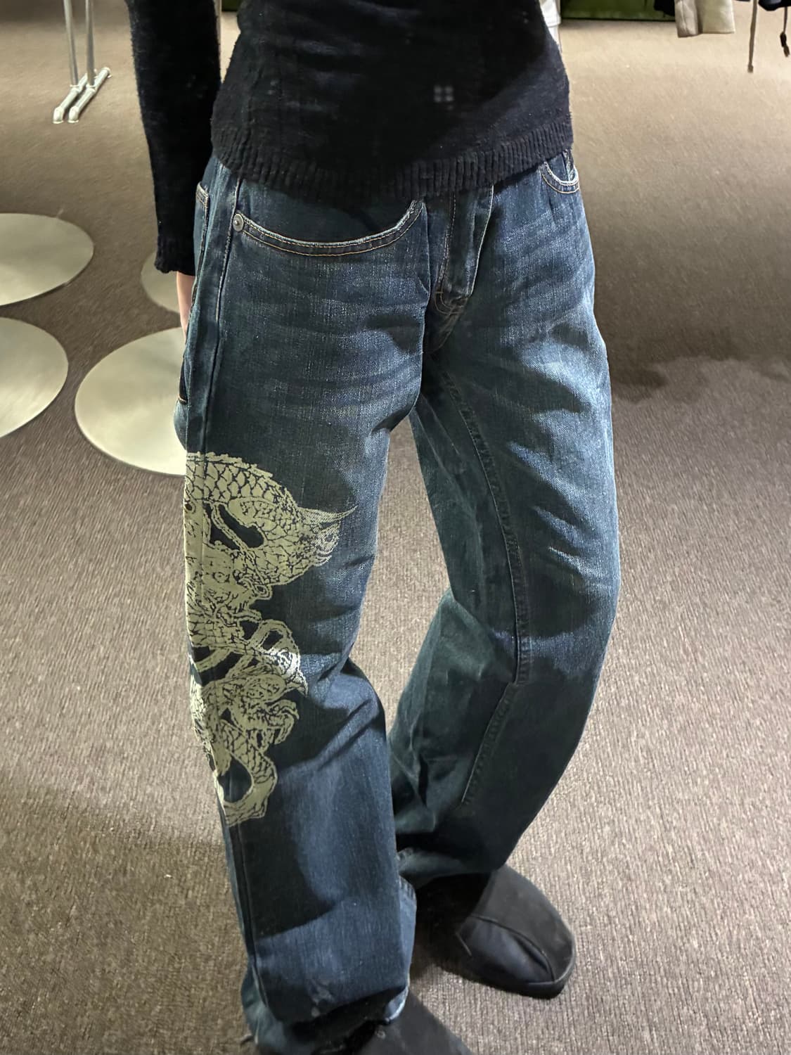 82)Japanese vintage 여성 용 자수 데님팬츠 상품이미지1