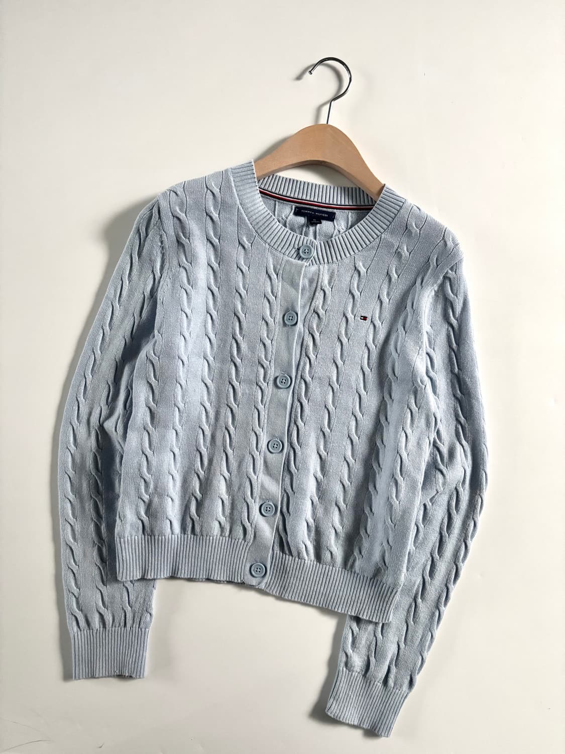 Tommy Hilfiger 타미힐피거 스카이블루 케이블 코튼 가디건 상품이미지1