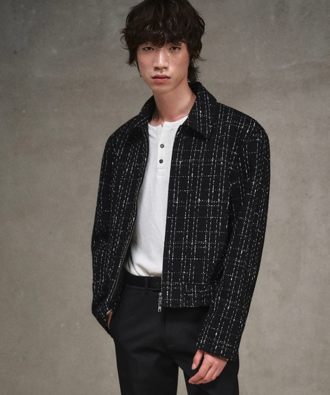 엘무드 쿼츠 울 트위드 블루종 자켓 블랙 (정가 19만원) 상품이미지2