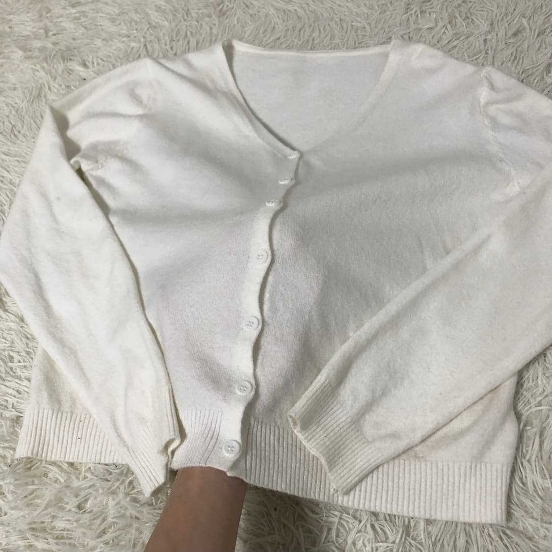 빈티지 화이트 기본 가디건 상품이미지2