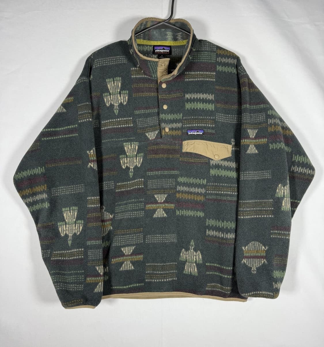17FW 파타고니아 신칠라 스냅-T 그린/베이지 아즈텍 패턴 상품이미지1