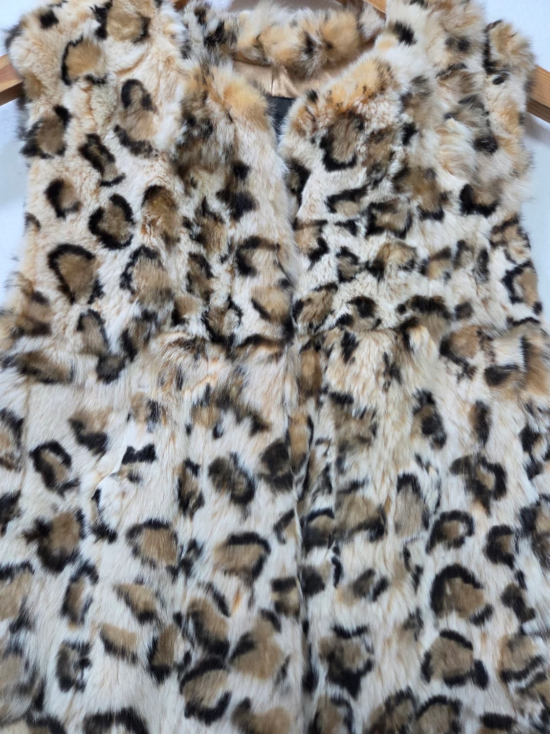 레오파드 천연 토끼털 퍼 베스트 조끼 S Y2K 상품이미지2