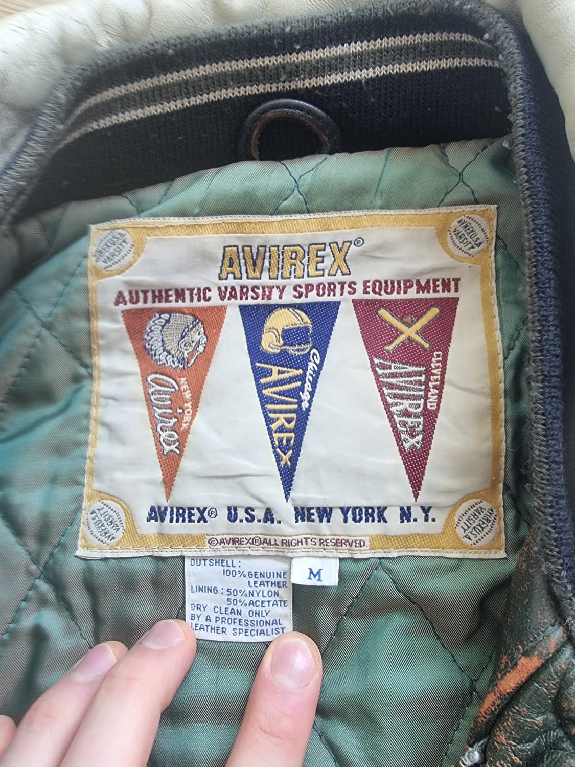 90~00s 아비렉스 와일드베어 레더 바시티 자켓 상품이미지7