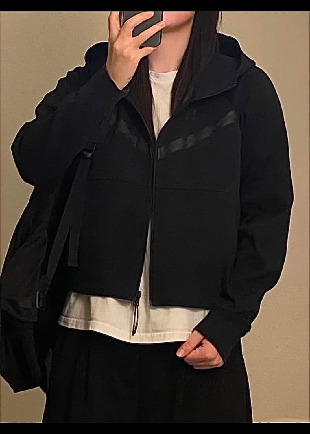 나이키 테크팩 크롭 후디 후드 집업 짚업 블랙 S 90 플리스 트레이닝  상품이미지2