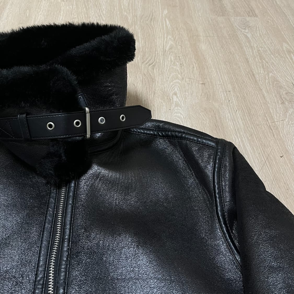 LEFT 남성 레더 양털 무스탕 가죽자켓 M/95  상품이미지5