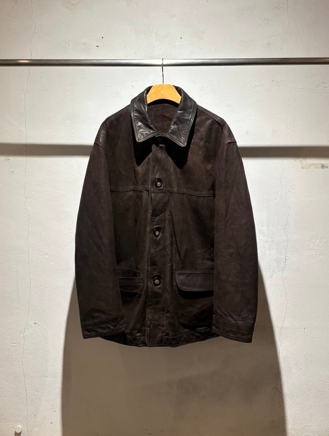 80-90's Real Leather Car Coat 상품이미지1