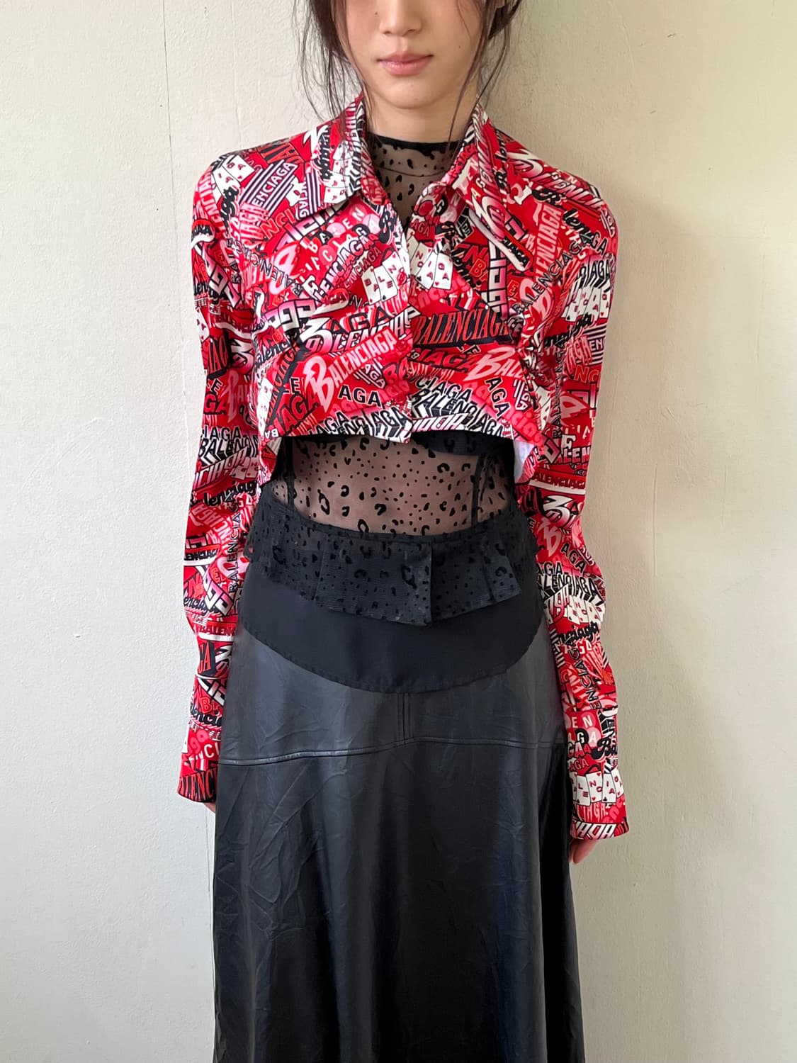 19ss 발렌시아가 울 오버 로고 프린트 셔츠 상품이미지4