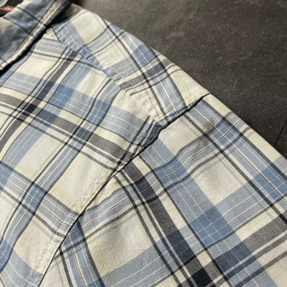DICKIES 디키즈 빈티지 블루 체크 반팔 워크 셔츠 A00979 상품이미지4