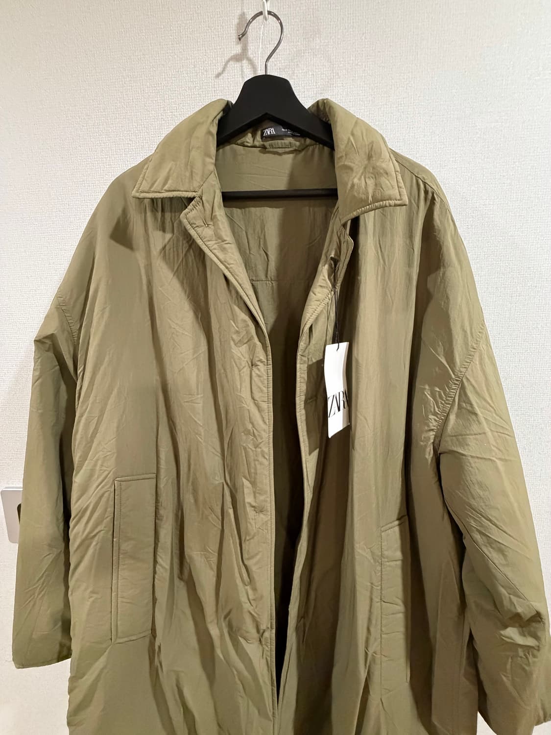 자라 오버사이즈 핏 테크니컬 트렌치 코트 카키 나일론 상품이미지2