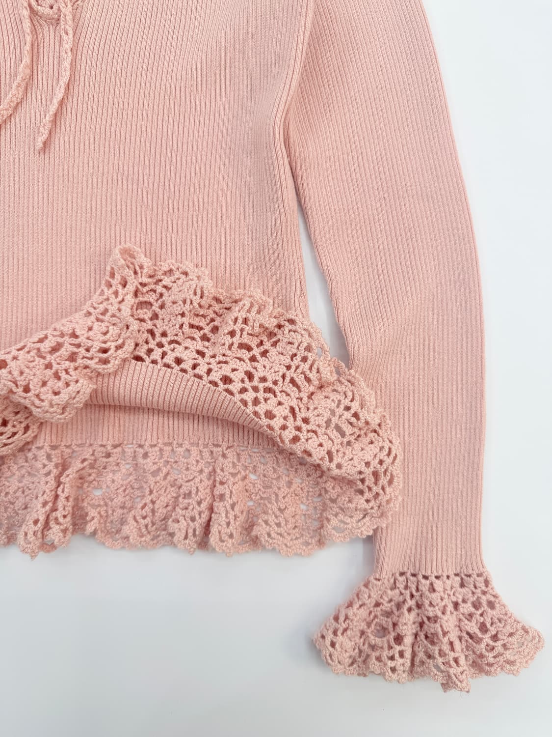 빈티지 핑크 프릴 리본 니트 상품이미지4