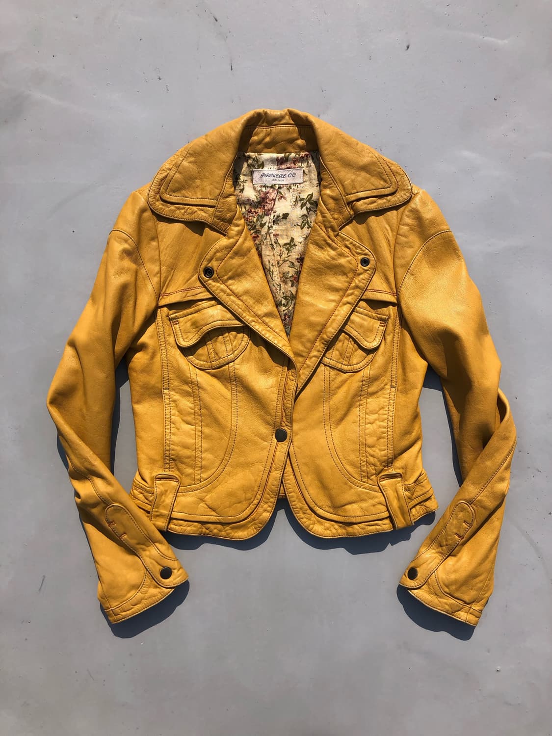 yellow vintage flower leather jk 상품이미지1
