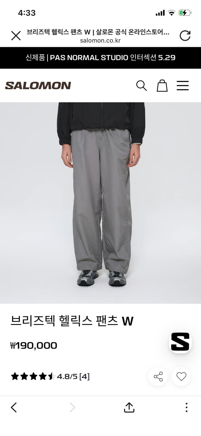 살로몬 브리즈텍 헬릭스 팬츠 (M, 그레이) 상품이미지7