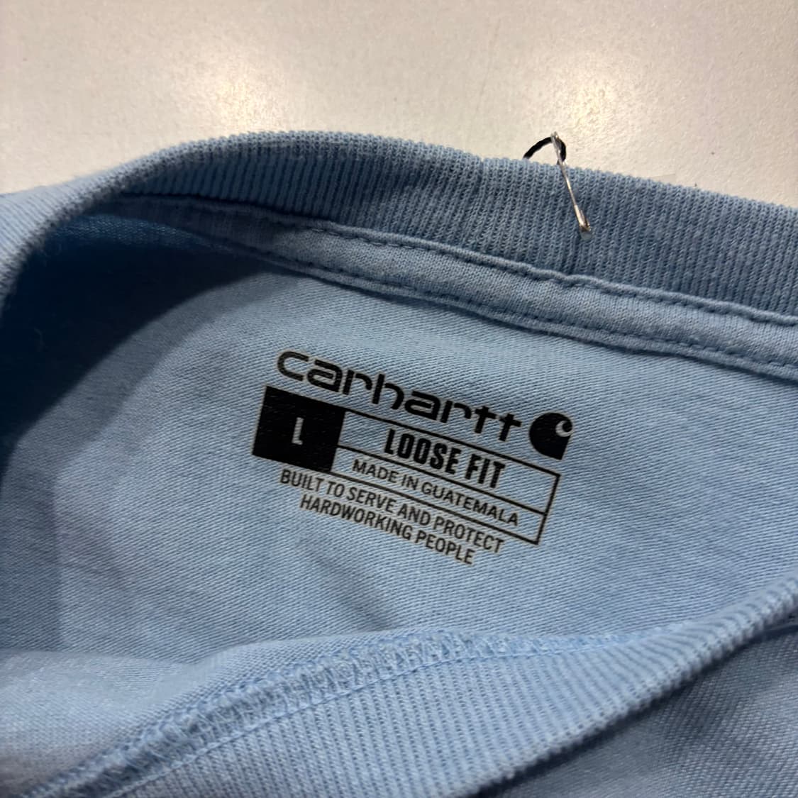 [L] 칼하트 루즈핏 팔 로고 긴팔 티셔츠 하늘색 C796 상품이미지4