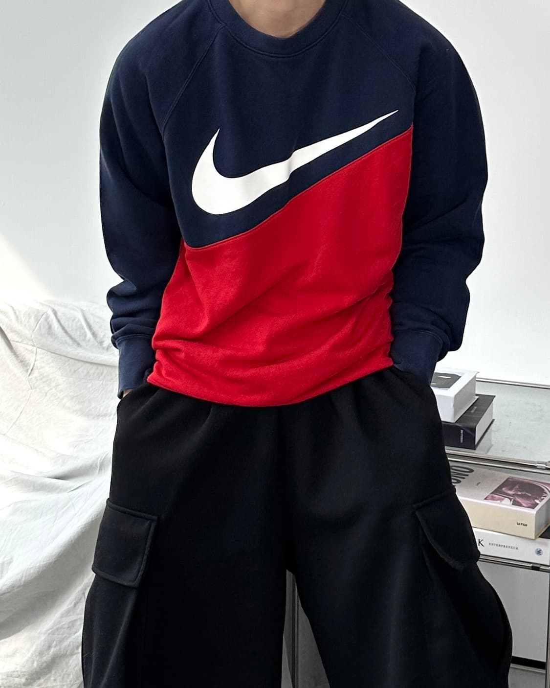 나이키 배색 빅로고 맨투맨 L 상품이미지1