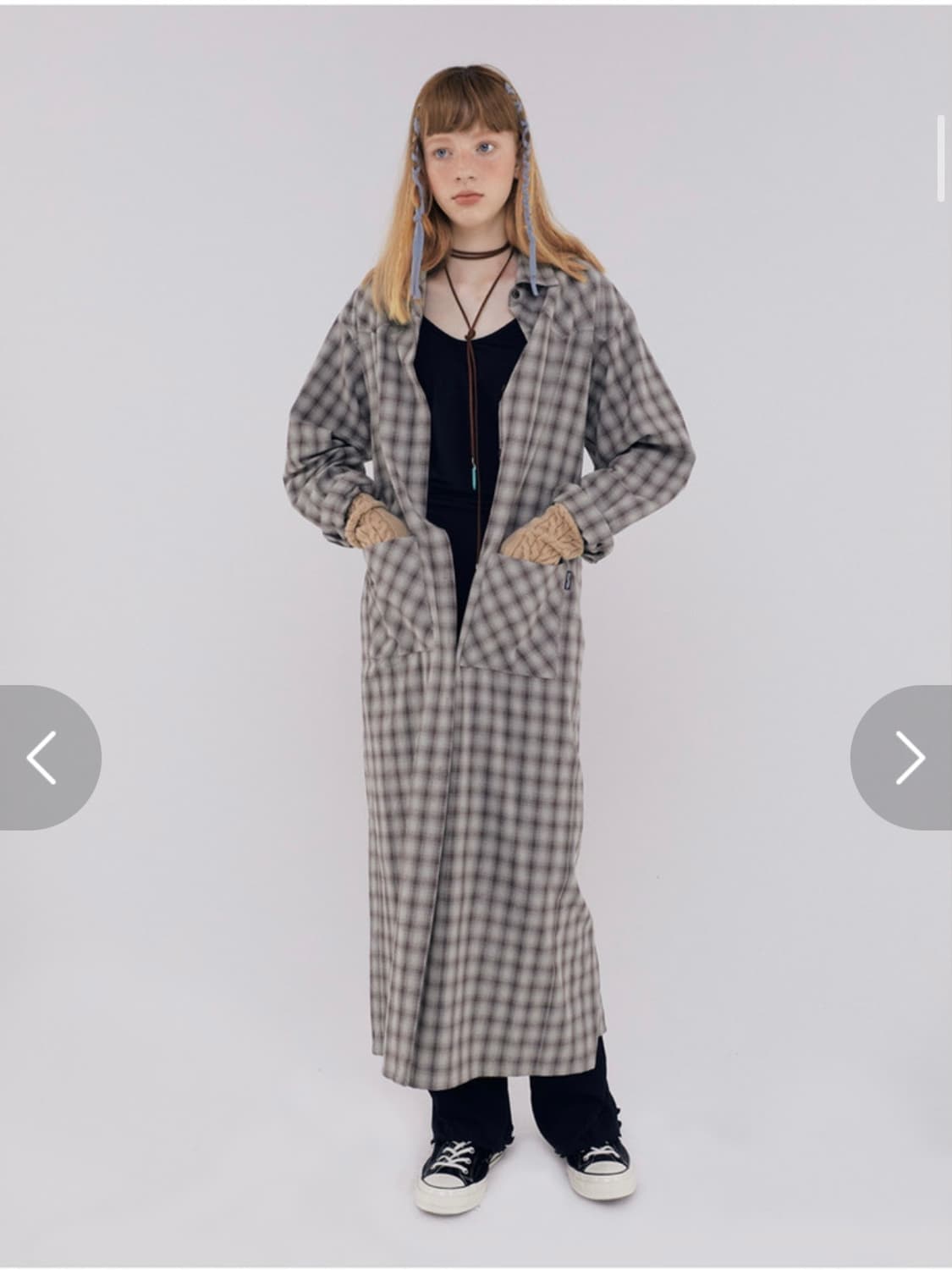 스컬프터 체크 웨스턴 셔츠 롱 원피스 새상품 S 상품이미지1