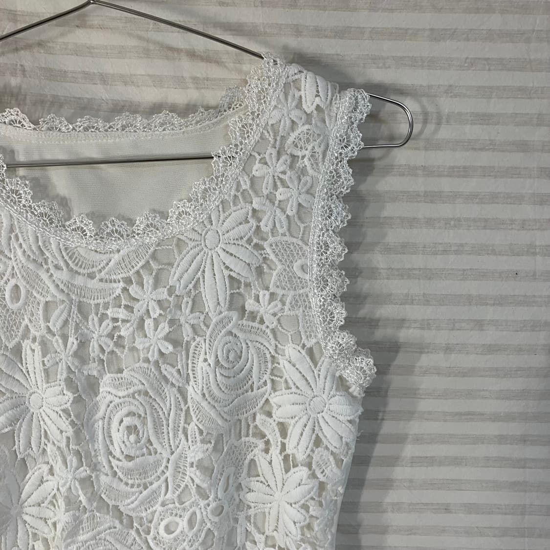 빈티지 화이트 플라워 레이스 나시 블라우스 o-995 y2k 스트릿 갸루 상품이미지3