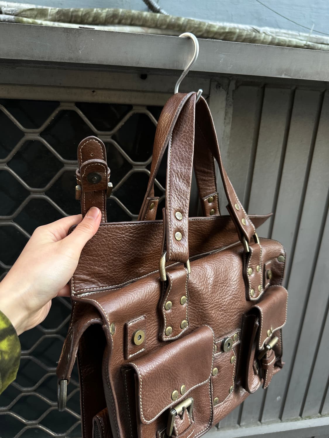 Stud brown satchel bag 상품이미지4