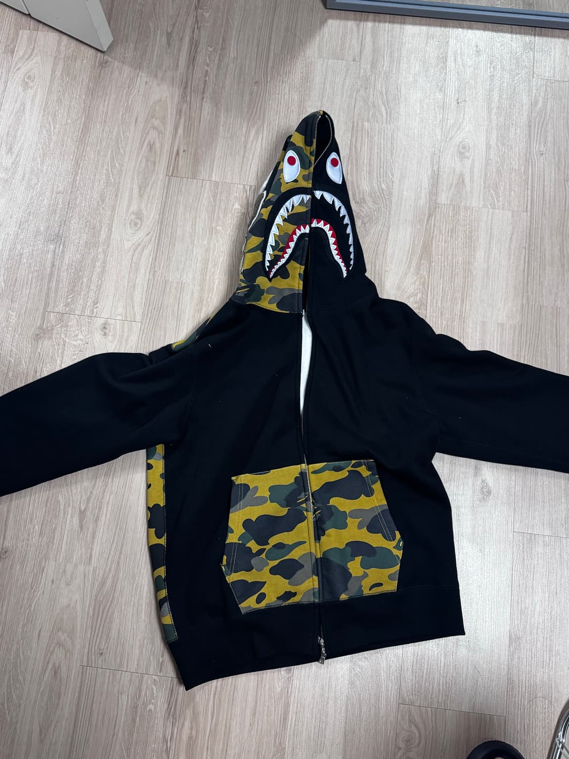 베이프 샤크 풀 집 후드 블랙 상품이미지3