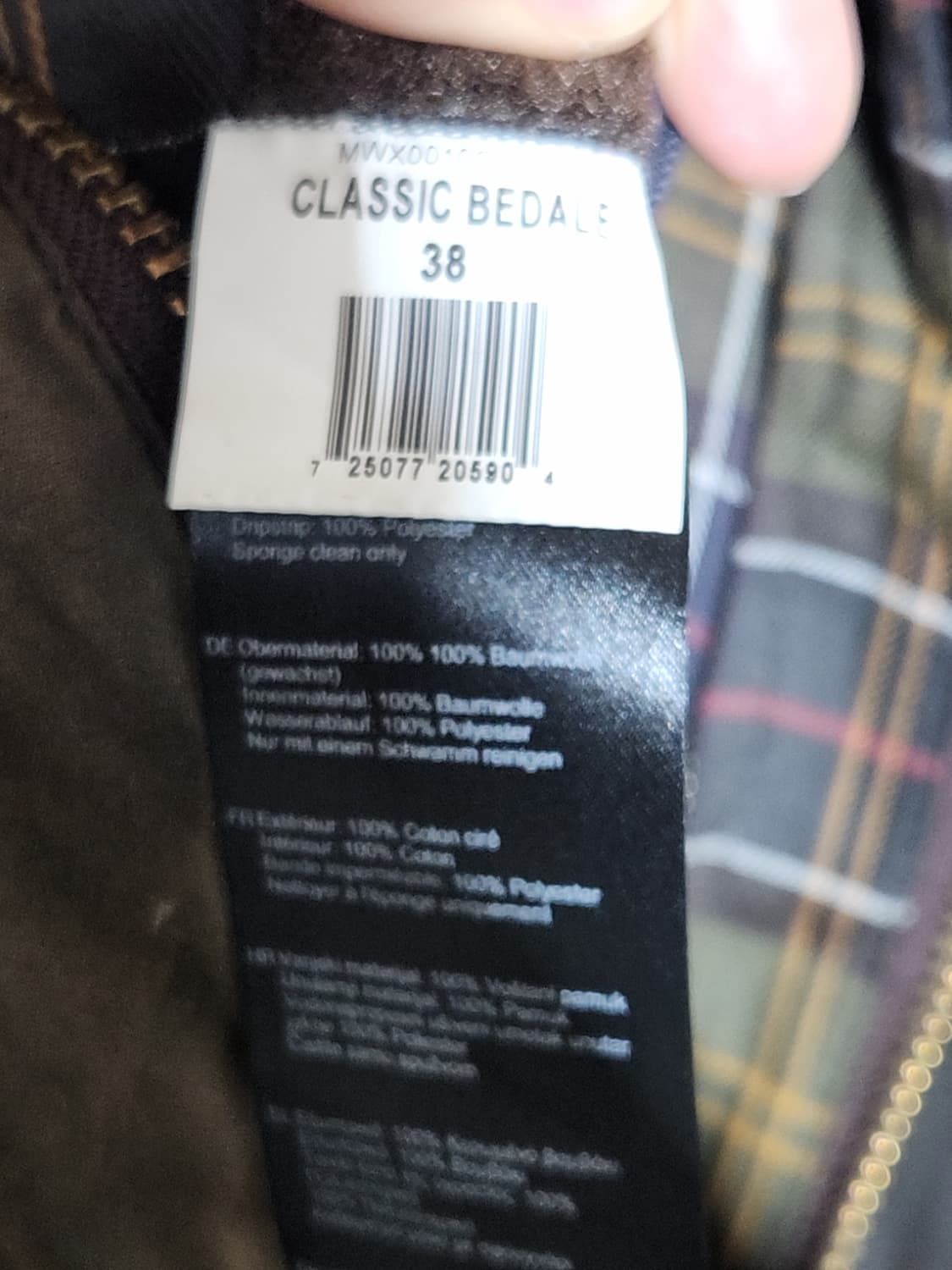 (M) 바버 클래식비데일 왁스자켓 브라운 왁싱점퍼 영국판  상품이미지6