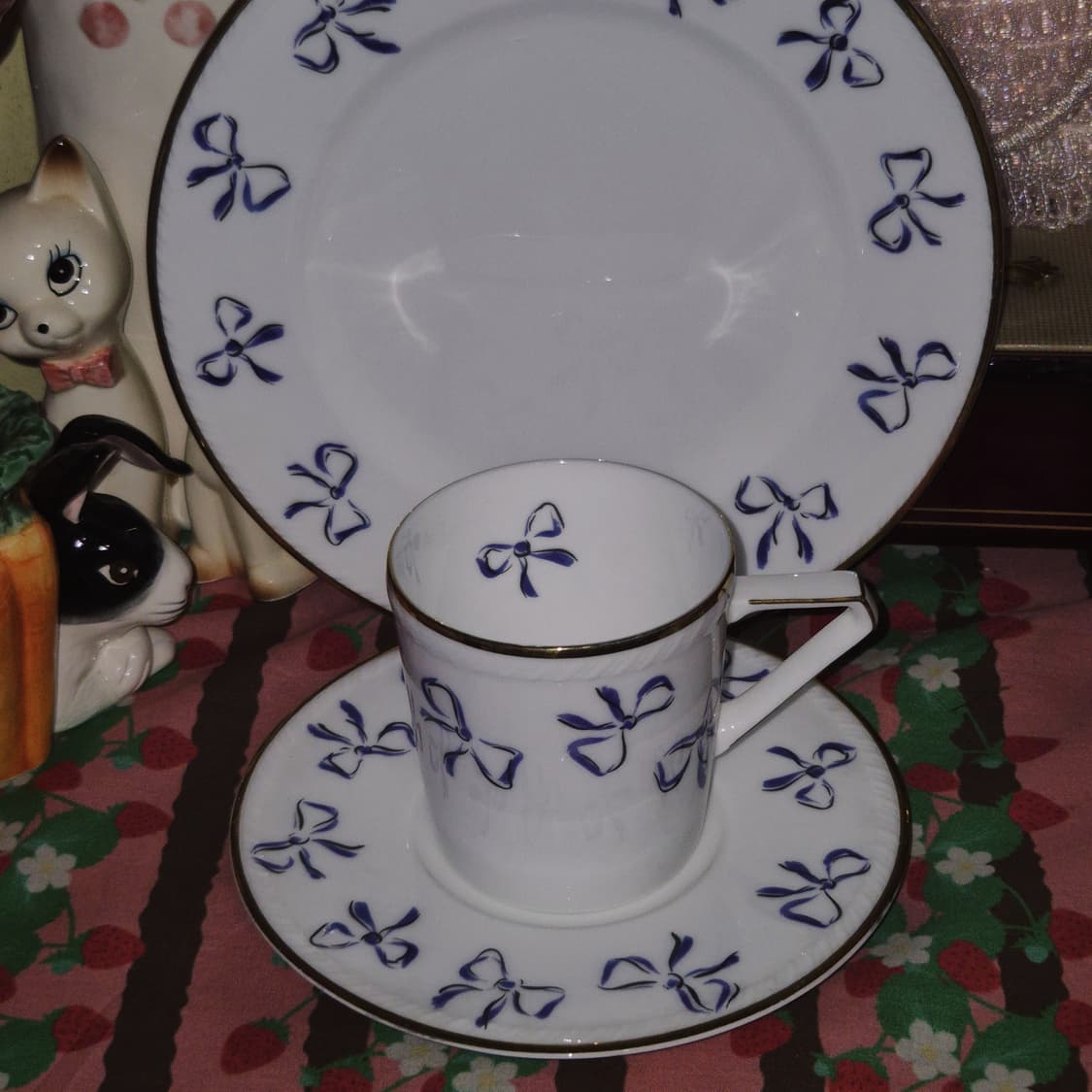 90s 입생로랑 블루 리본 찻잔&접시 1세트 상품이미지8