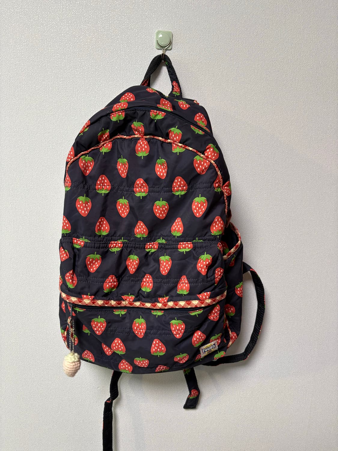 딸기 백팩 일본 빈티지 패턴 도트 체크 모리걸 가방 상품이미지1
