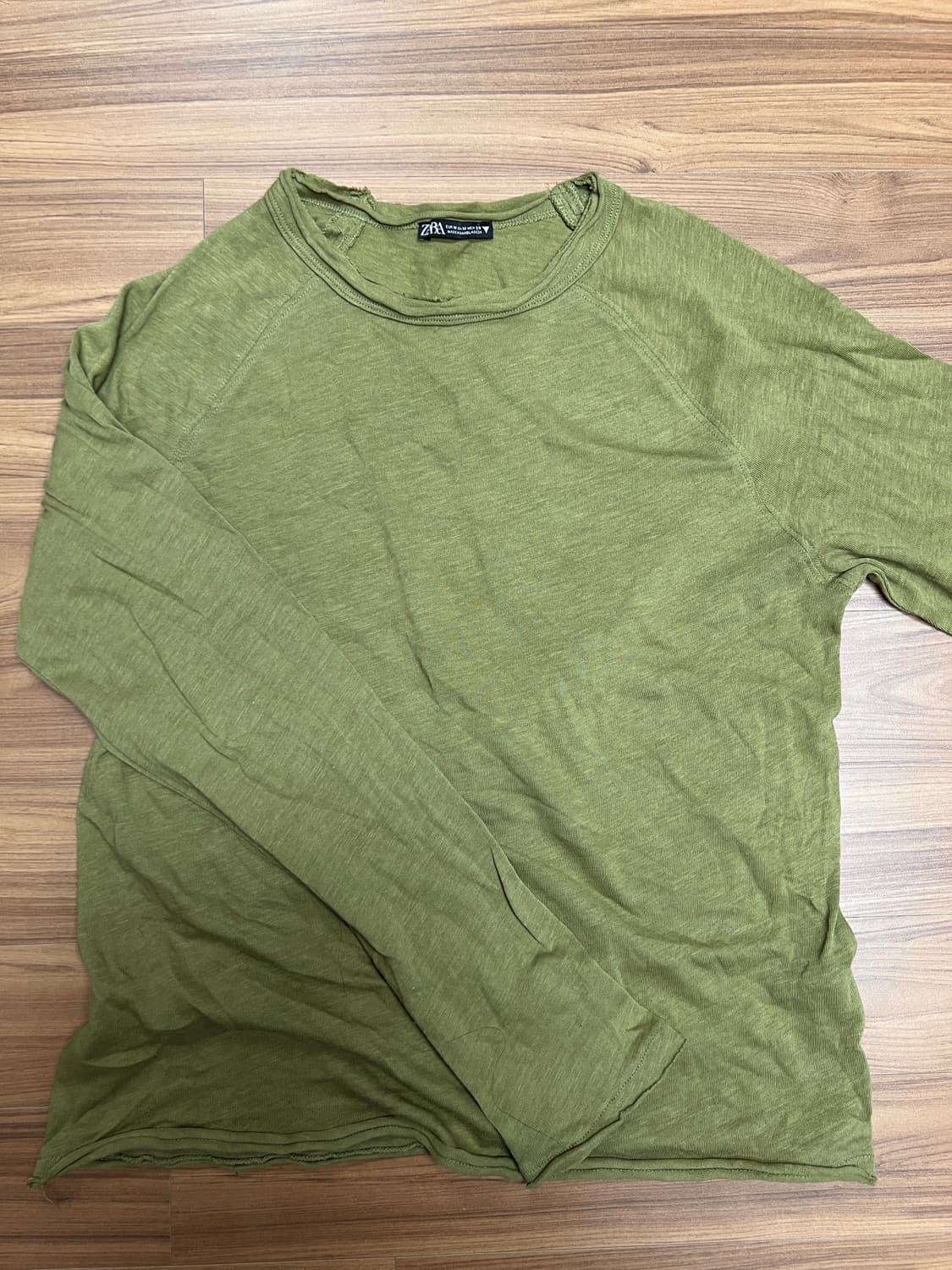 Zara 워시드 이펙트 슬러브 코튼 티셔츠 (M) 상품이미지3