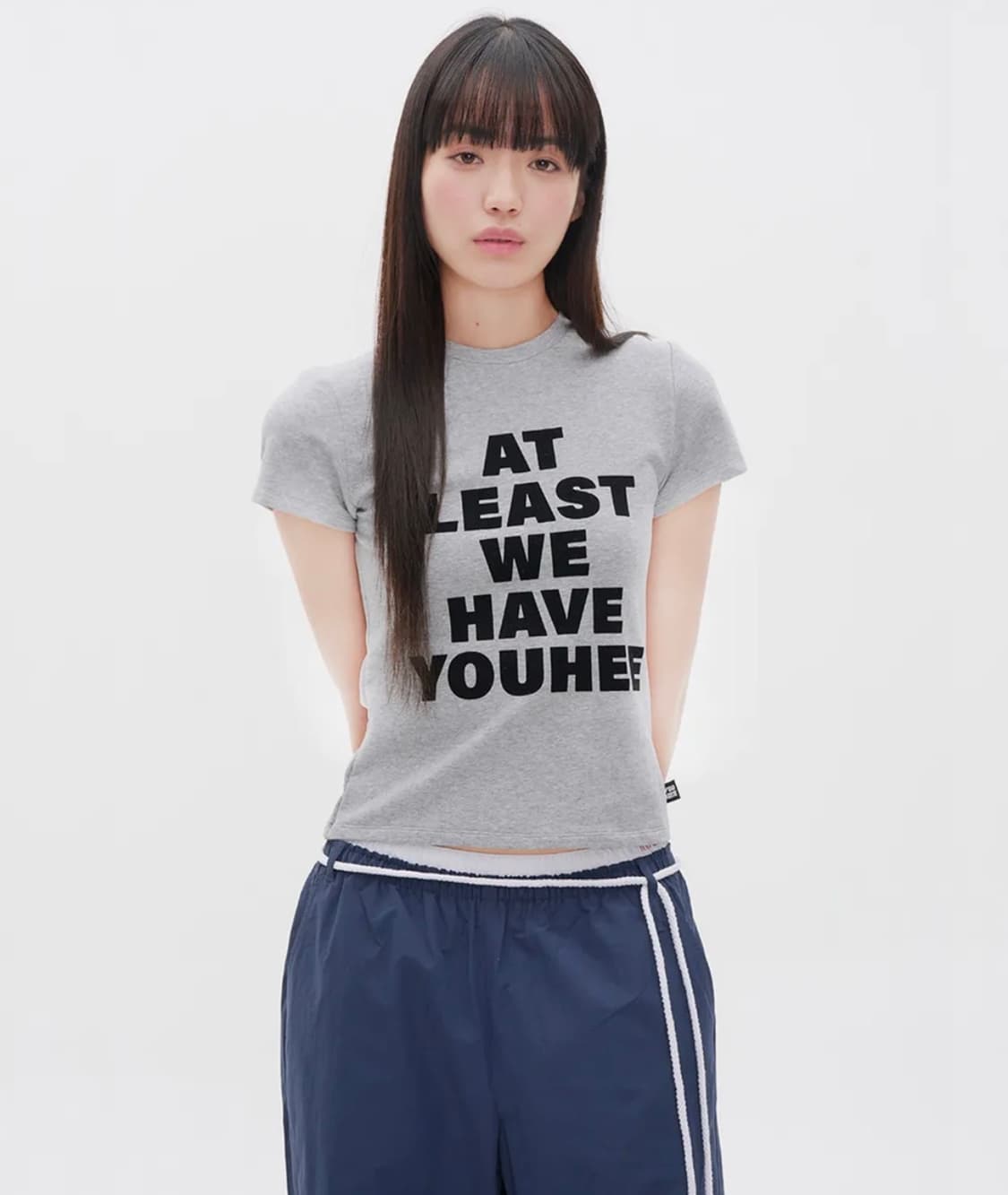 유희 레터링 반팔 티셔츠 그레이 상품이미지3