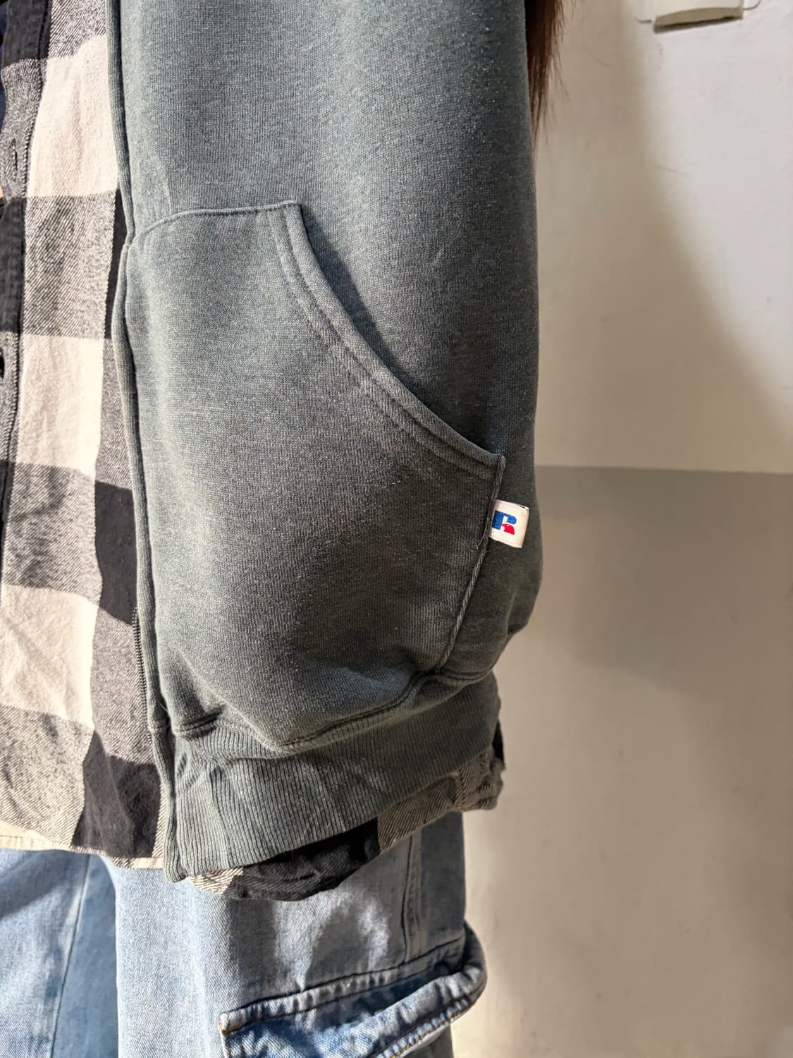 90s 올드스쿨 러셀 카키챠콜 라지  상품이미지3