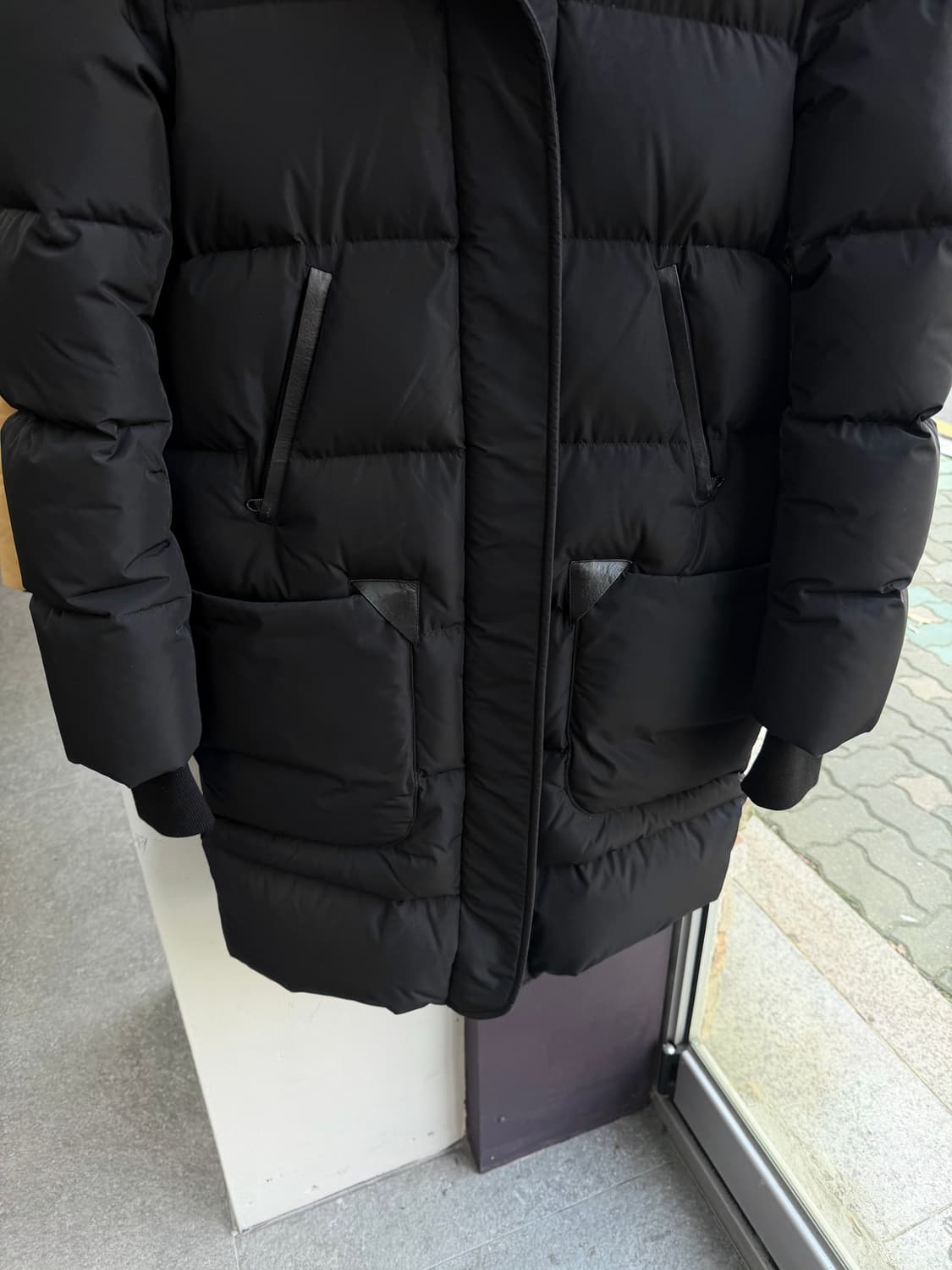 S/ 맥케이지 레더 트리밍 다운 후디드 패딩점퍼 상품이미지4