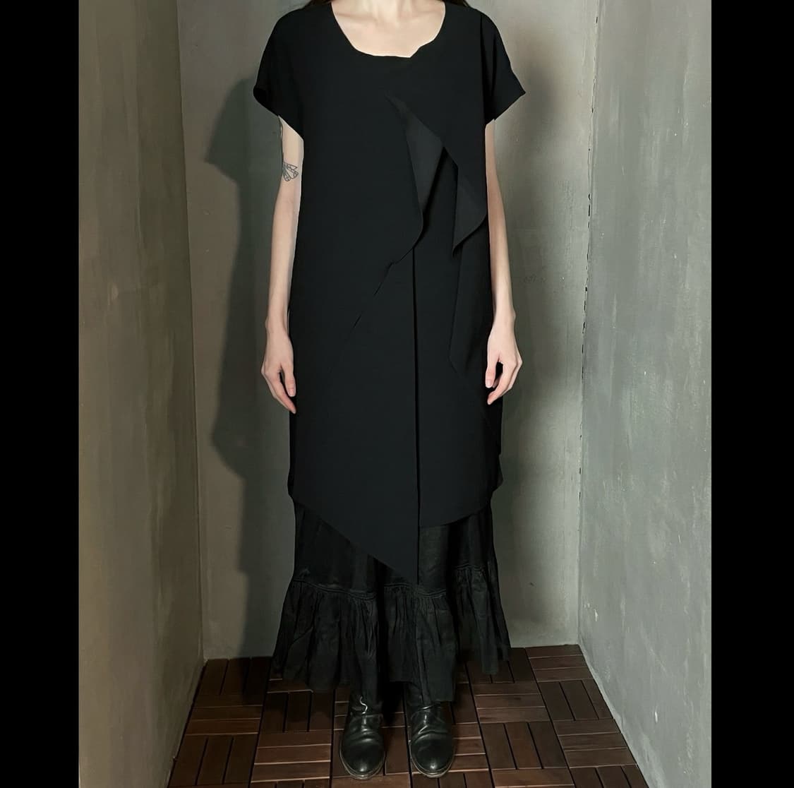 후세인 샬라얀 비대칭 드레이프 드레스 상품이미지1