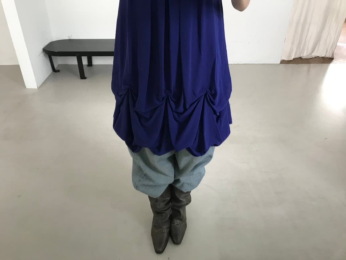 vintage navy draped balloon one-piece 상품이미지9