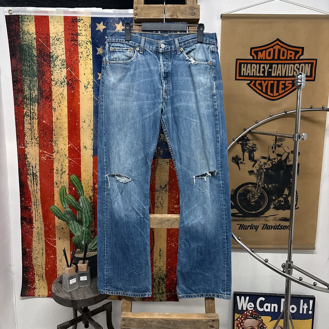 00s 리바이스 501 유럽라인 빈티지워싱 데미지 진 버튼플라이 N662 상품이미지1