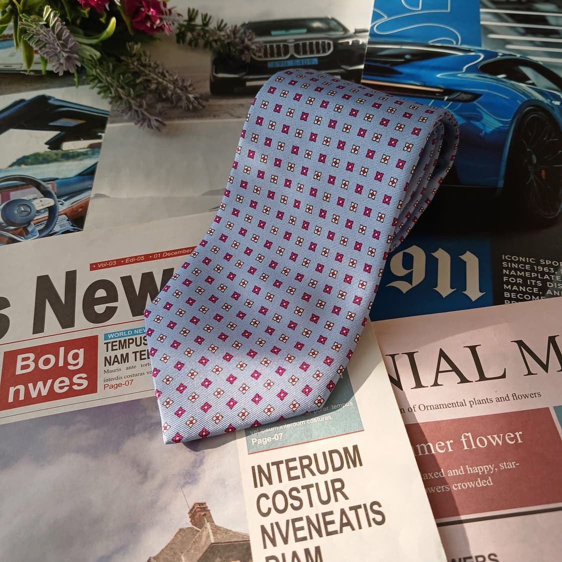 닥스 실크 스카이블루 패턴 넥타이 8.9cm 새제품 A19252
 상품이미지1