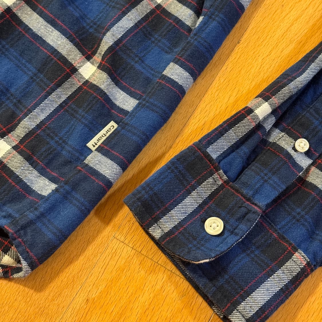 칼하트 WIP 플란넬 체크 셔츠 블루 L 상품이미지4