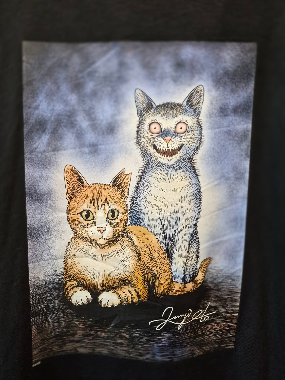 이토준지 고양이프린트 티 상품이미지3