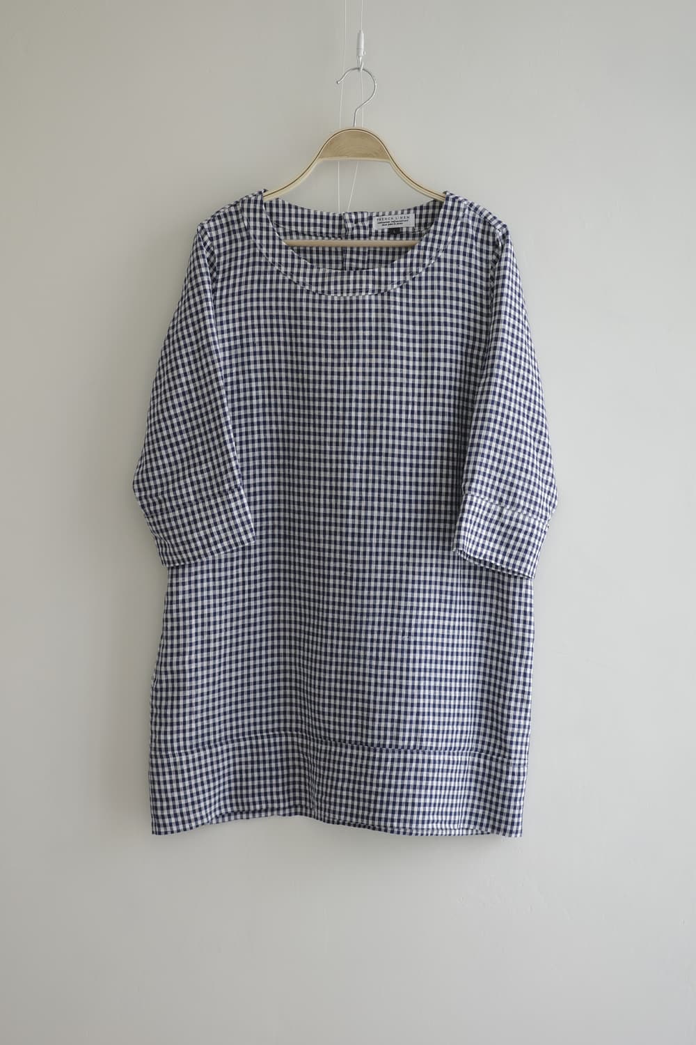 FRENCH LINEN 네이비 체크 원피스 상품이미지1
