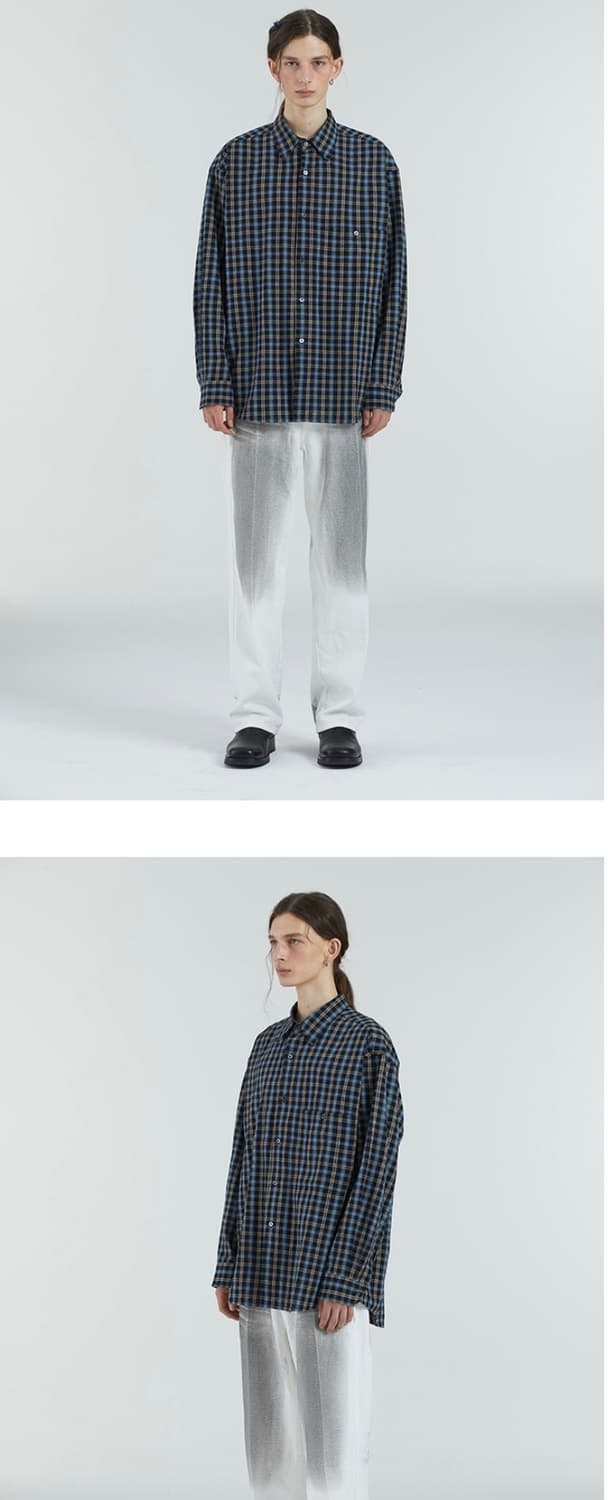 밈더워드로브 체크셔츠 1사이즈판매 네이비 상품이미지4
