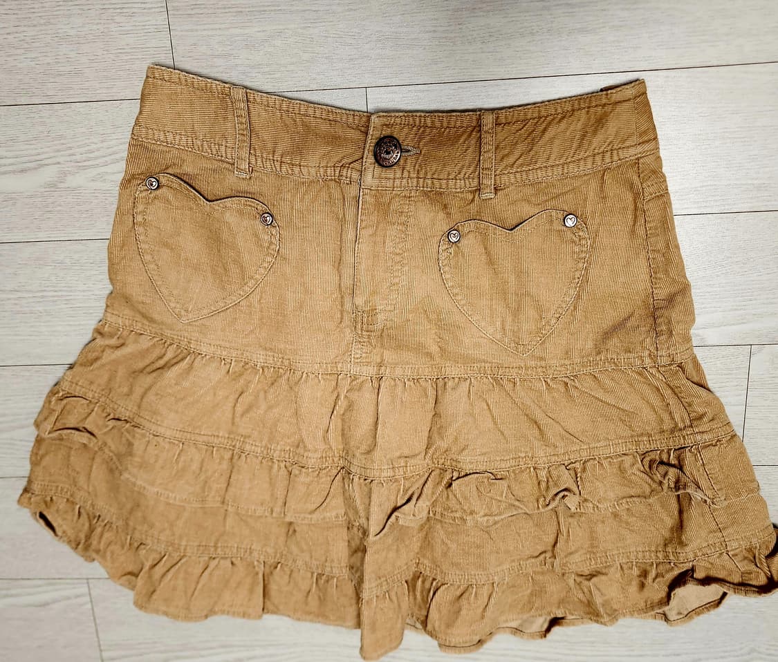 라떼갸루 캉캉 하트 코듀로이 스커트 상품이미지1