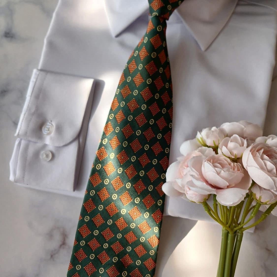 아쿠아스큐텀 실크 옐로&그린 다이아 넥타이 9.3cm A등급 A18919 상품이미지6