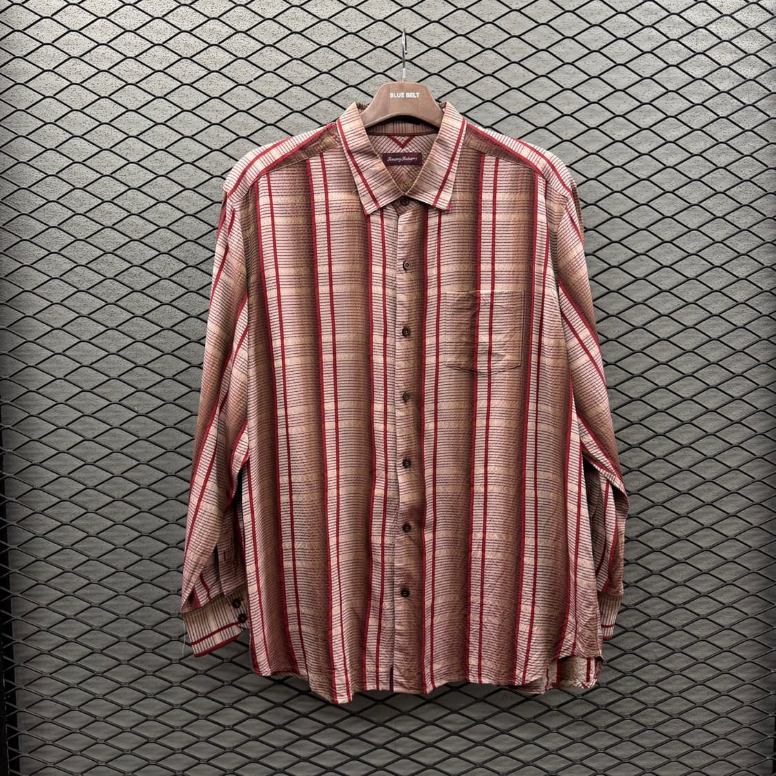 USA VINTAGE 바하마 실크셔츠 엠보싱 스트라이프 패턴 그라데이션 상품이미지2