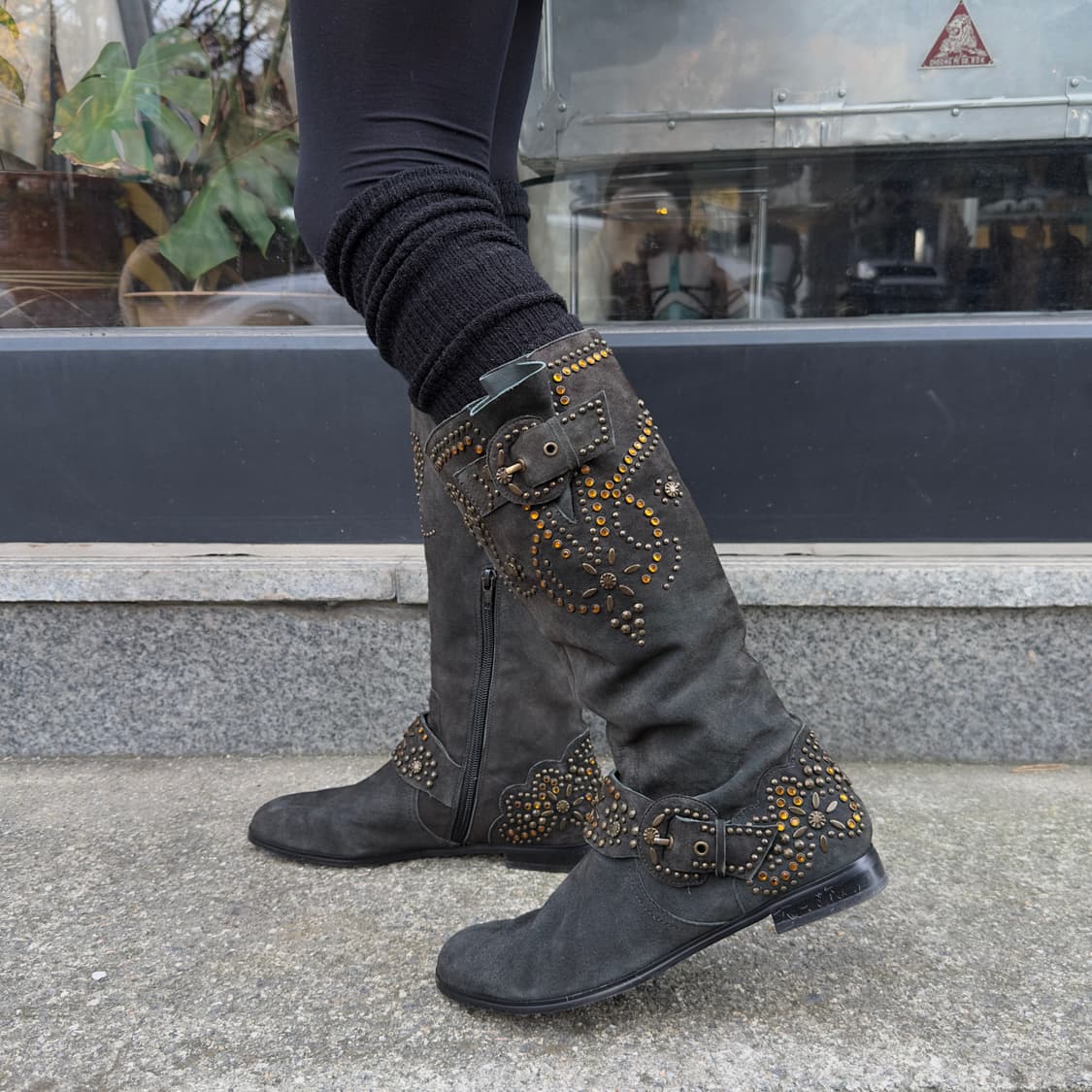 00s 빈티지 퀸비 올 스웨이드 블링 부츠 상품이미지8