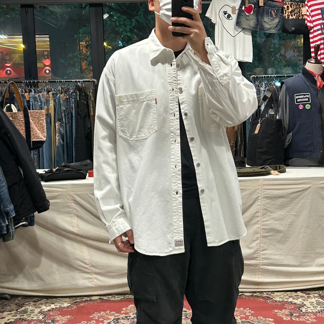 L) 리바이스 투포켓 워크 셔츠 자켓 T버튼 타입 화이트 상품이미지10