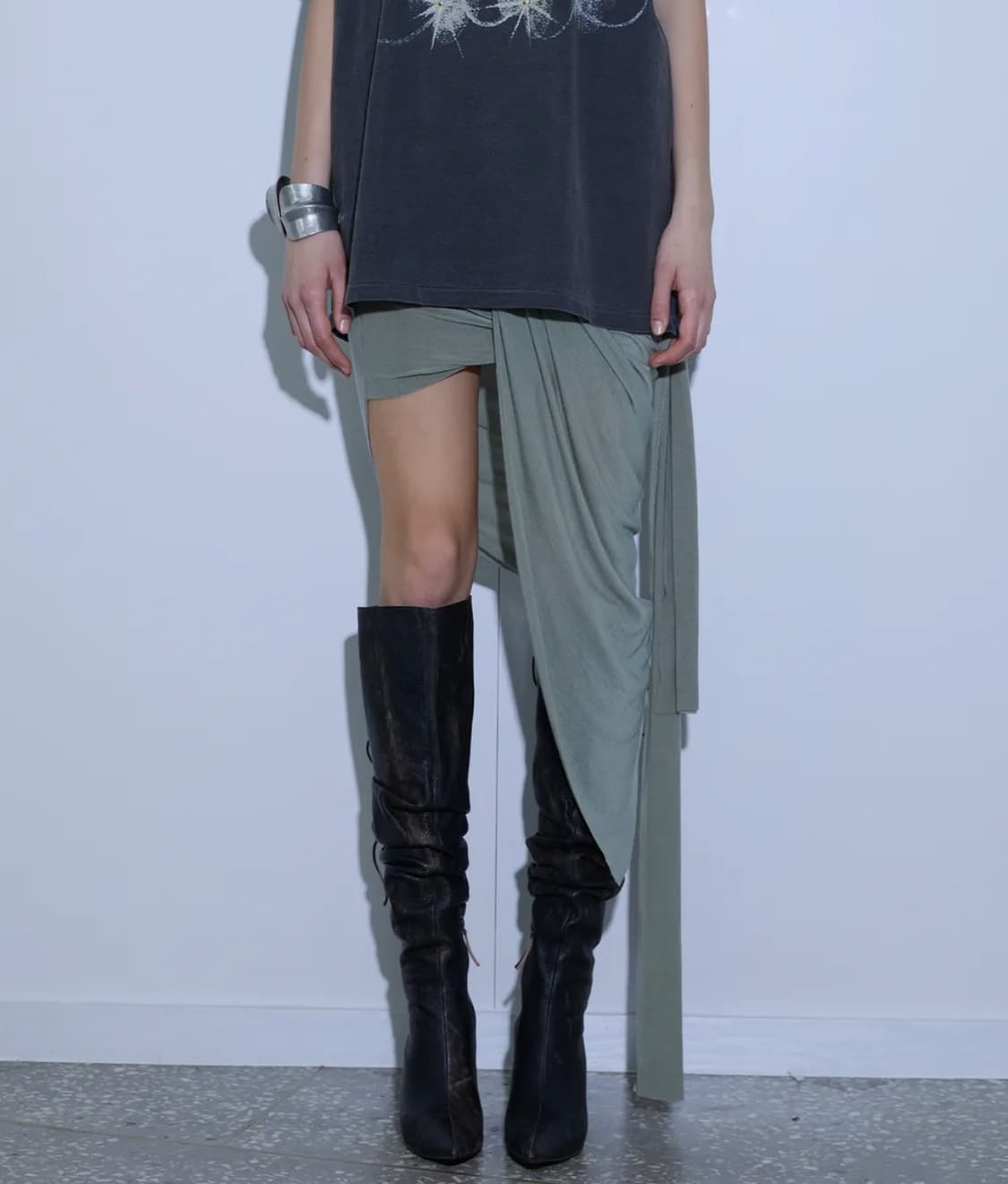 THEPORTA ASYMMETRICAL DRAPED LONG SKIRT, 상품이미지2