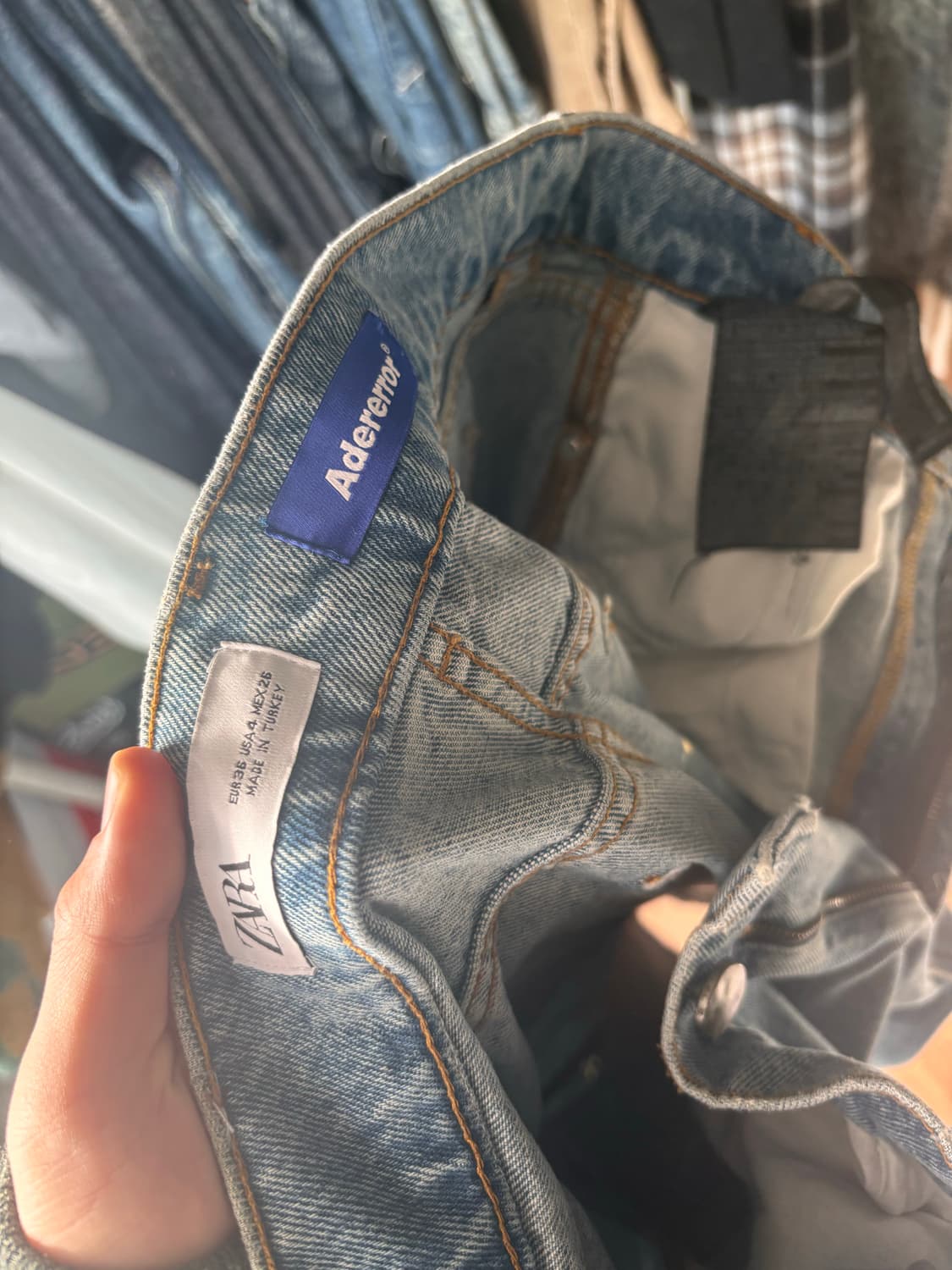 자라 아더에러 패치워크 진 블루 36 상품이미지5