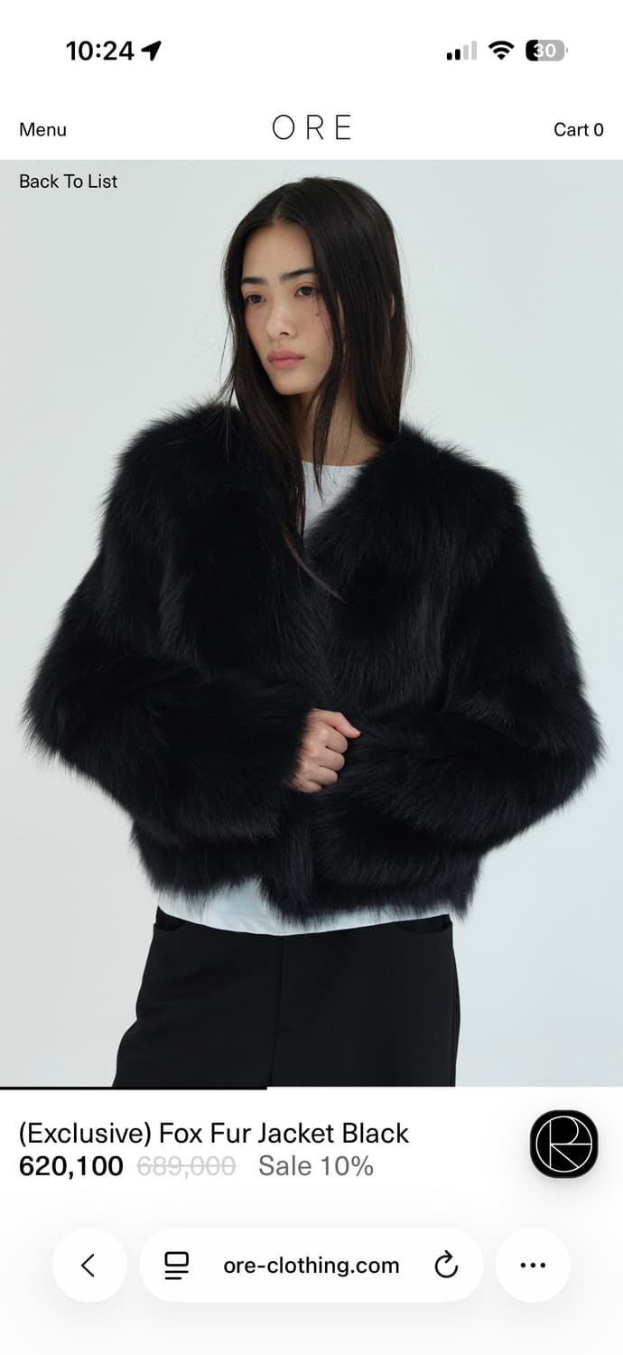ORE 폭스 퍼 자켓 블랙 FREE / 샘플세일 구매 상품이미지5