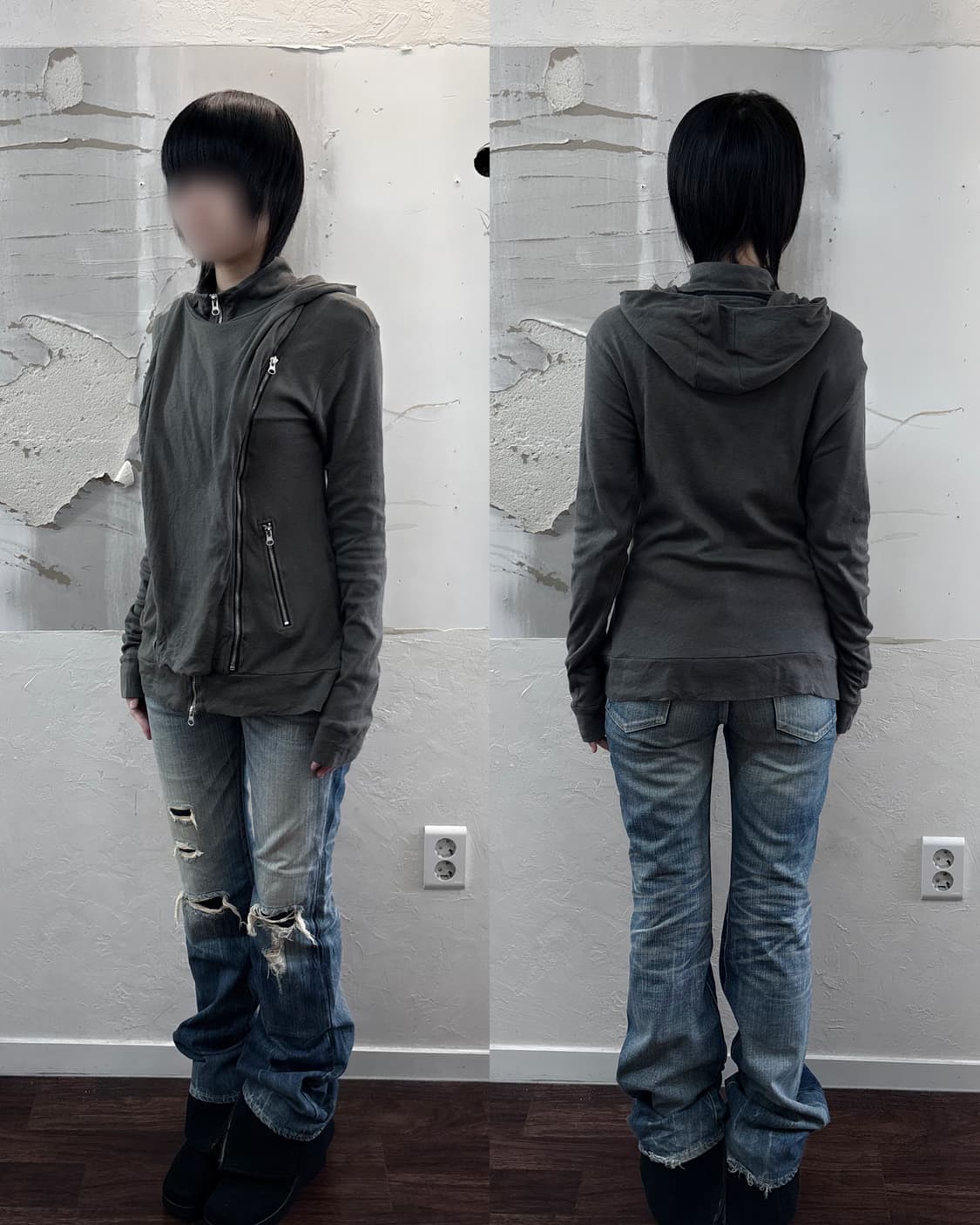 semantic design Khaki Hood Zip-Up 상품이미지3