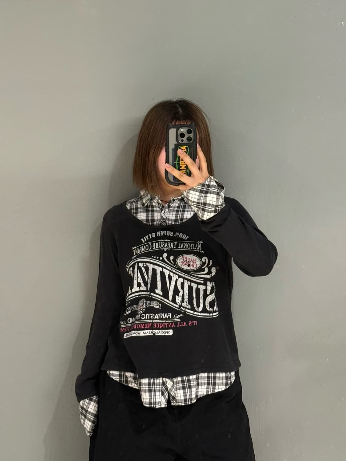 shirt layered detail lettering top 상품이미지2