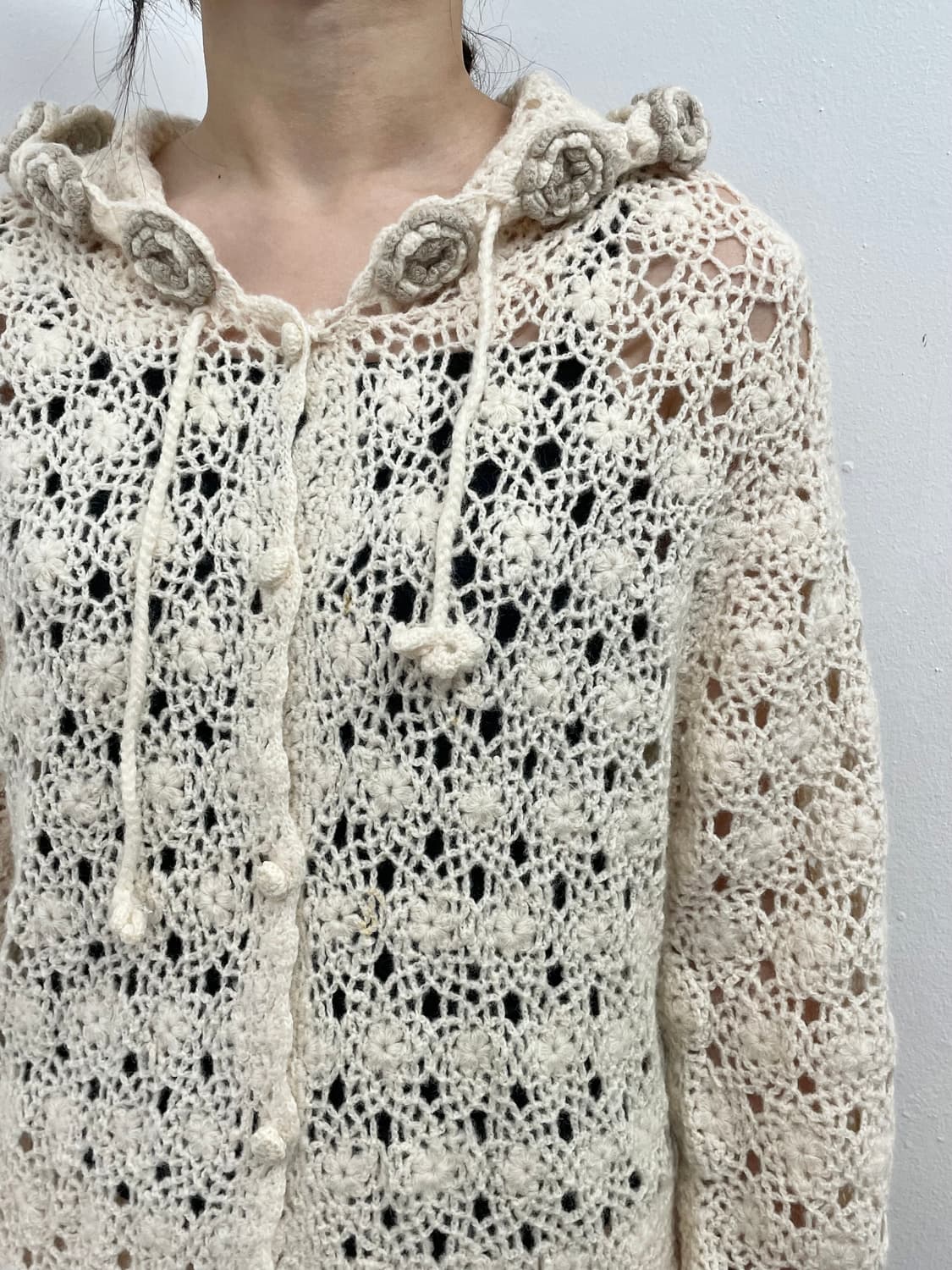 모리 울 크로셰 모티브 후드 가디건  상품이미지3