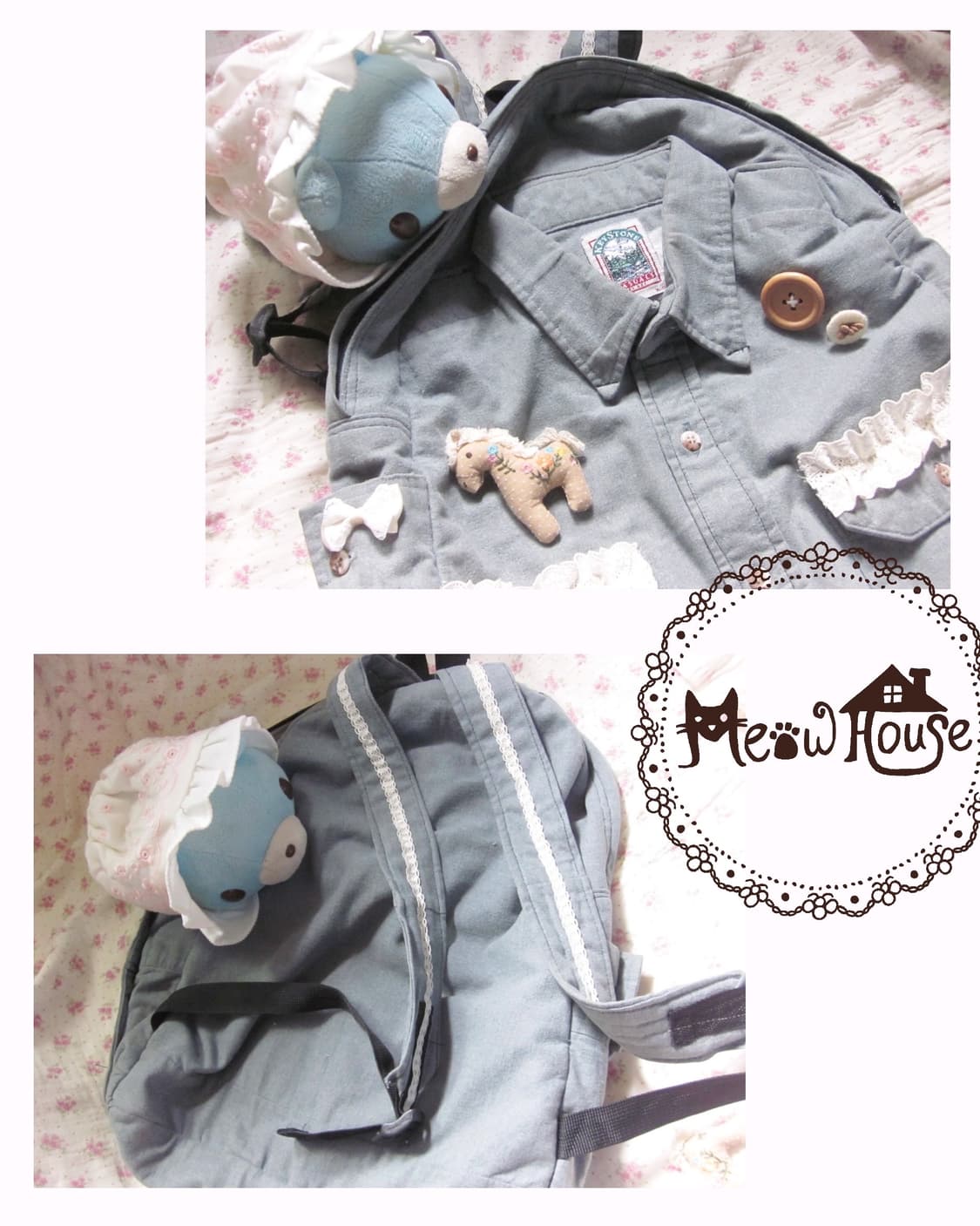 (메이드) 빈티지 데님셔츠 백팩 상품이미지2