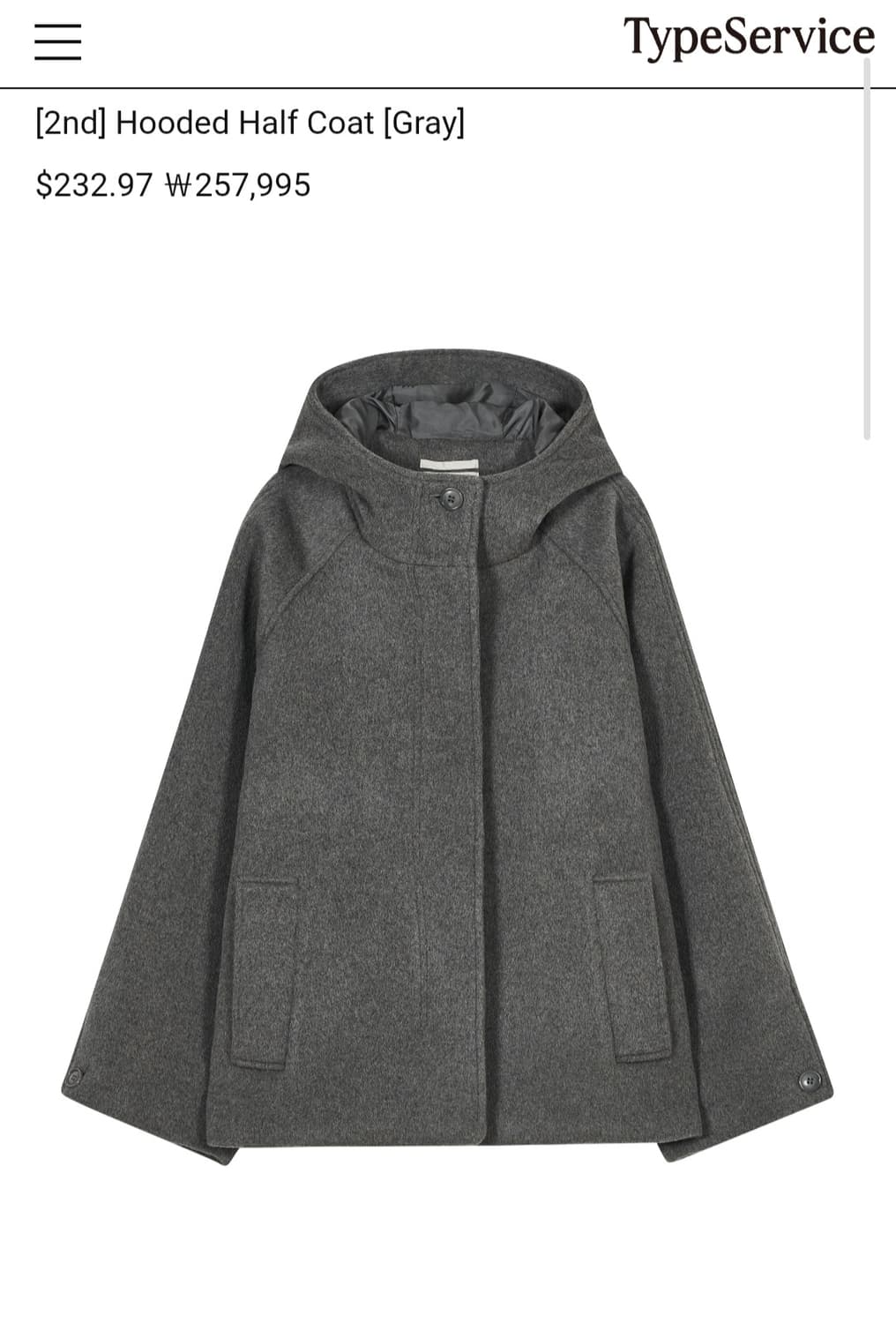 타입서비스 하프 코트 그레이 상품이미지1